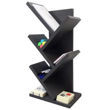 Estantería de Madera FSC® Sobremesa Modelo Árbol, Librería y Biblioteca 30x61x18 cm, Blanco - Grafito - Gris Claro