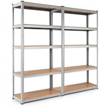 72-Inch Heavy Duty Adjustable Steel Garage Shelves - 5 Levels (2-Piece Set)