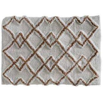 Alfombra de Baño 50x75 cm Blanco Taupe, Coton, Diseño Rectangular, Confortable