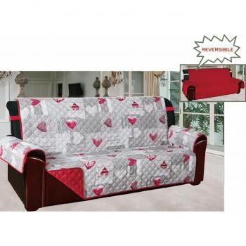 Funda de Sofá 4 Plazas Acolchada con Tiras Rojo 340x179 cm