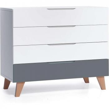 Cómoda infantil Alondra de madera y gris marengo con 4 cajones LIFESTYLE