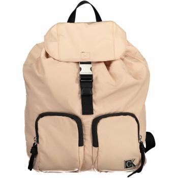 Eco-Chic Pink Nylon Flap Backpack with Adjustable Straps
