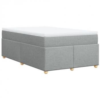 Cama Box Spring con colchón de muelles en tela gris claro 120x190 cm