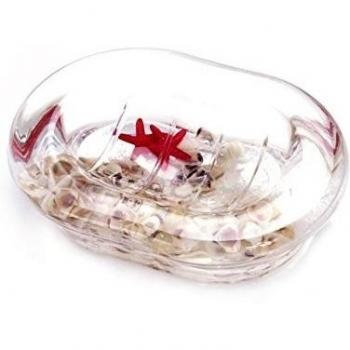 Seashore & Starfish Soap Dish - Clear Liquid in Transparent Acrylic