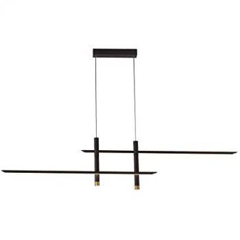 Lámpara Colgante Lineal LED Esparta 50W, 3000K, 2100lm, Negra/Dorada, Garantía de 3 Años
