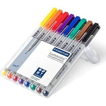 Staedtler 316 Lumocolor Pen Non-permanent Fine 0.6mm Line Assorted 316WP8 [Wallet 8]