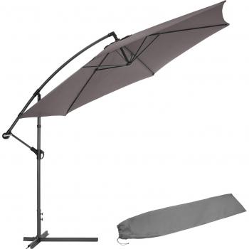 Tectake Sombrilla Ciccio 350 cm - Parasol excéntrico de jardín, sombrilla metálica para terraza con funda, quitasol con inclinación graduable, guardasol con manivela estable, sombrilla de patio