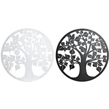 Decoración de Pared DKD Home Decor 98 x 1 x 98 cm y 100 x 1 x 100 cm Negro Árbol Blanco Tradicional (2 Unidades)