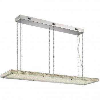 Lámpara colgante LED Amelia 68W 6120lm con control remoto, temperaturas de color 3000K y 6000K, acabado en acero inoxidable y cristal