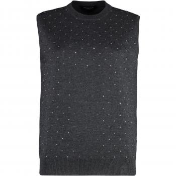 Fabiana Filippi Women's Crystal-Embellished Merino Wool Vest in Grey | Size 44 | MAD214F376I931 Color 8186