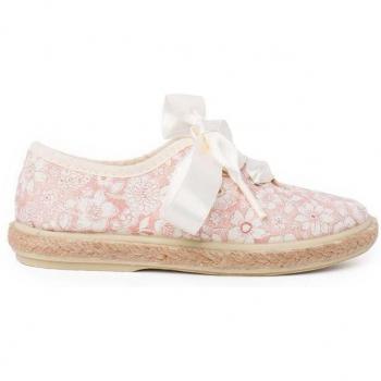 Blucher de Flores con Cordones de Yute y Detalles en Raso