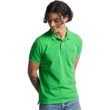 Superdry Vintage Destroy Organic Cotton Polo Shirt, Kelly Green, Size S