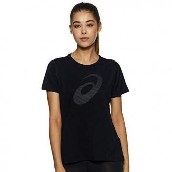 ASICS Camiseta Silver Graphic para Mujer, Color Negro y Gris, Mujer, Camisetas, 2012A271-015, Negro, Extra-Small