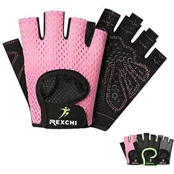 VERTAST Guantes de Gimnasio con Agarre Acolchado sin Dedos para Levantamiento de Pesas Entrenamiento Combinado Ciclismo Crossfit, para Mujer y Hombre, Rosa, L