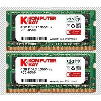 Komputerbay con semiconductores de Samsung 8GB Dual Channel Kit 2x 4GB 204pin DDR3-1066 SO-DIMM PC3-8500 1066