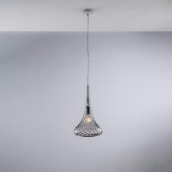 Lámpara Colgante Moderna Nemesi 1 Luz Vetro Pirex Gris Ahumado E27