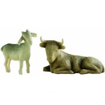 Enesco Disney Willow Tree - Figurilla Buey y Cabra, de resina, altura de 9.5 cm, multicolor