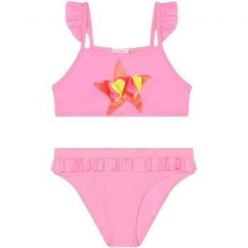Billieblush - Bikini de niña con volantes y dibujo frontal, modelo U20061