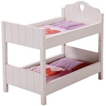 Cama de muñecas roba, coleccion de muebles para muñecas Fairytale, cama de muñecas divisible, lacada en blanco, accesorios para muñecas con textiles.