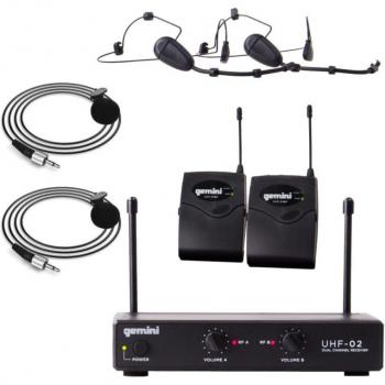Gemini Sound UHF-02HL-S12 - Dual Channel UHF Wireless Headset System, Frequency Range: 517.6-521.5MHz