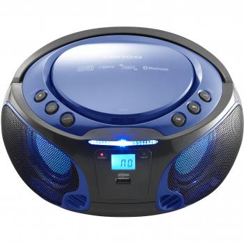 Radio CD Portátil Lenco SCD-550BU Azul con Conexión Bluetooth, Reproductor de MP3 y Radio FM