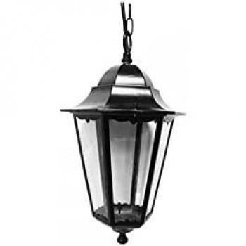 Lámpara de Techo Colgante Farol Classic Exterior IP44 E27 60W Aluminio y Cristal Negro Ø19,2x94,7cm Modelo Zurich EDM 8425998734119 73411