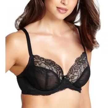 Panache Ana Lace Plunge Underwire Bra Black 28H
