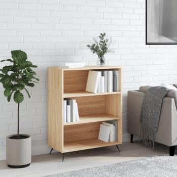 Estantería de madera de ingeniería 69,5x32,5x90 cm en color Blanco y Negro, con acabado brillante; ideal para oficina, estudio o dormitorio; funcional como estantería, librería o mueble de almacenamiento