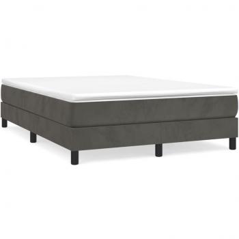 Queen Velvet Box Spring Bed with Mattress - Dark Grey 152x203 cm