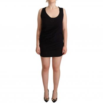 Roberto Cavalli Black Sleeveless Cotton Sheath Mini Dress - IT44|L