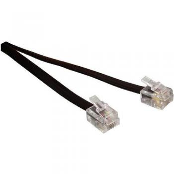 Cable telefónico RJ11 plano de 2 metros con conectores hembra a hembra, color negro