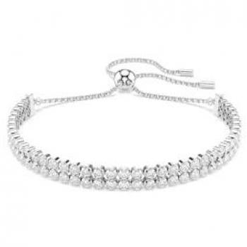 Swarovski Matrix Rhodium Plated White Round Cut Tennis Bracelet