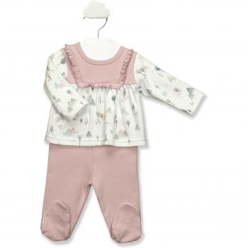 Conjunto Bebé Polaina + Camiseta Lovely Babidu 53194 - Conjunto de bebé niña de dos piezas en color rosa y blanco