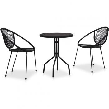 vidaXL 3 Piece Bistro Set PVC Rattan Black