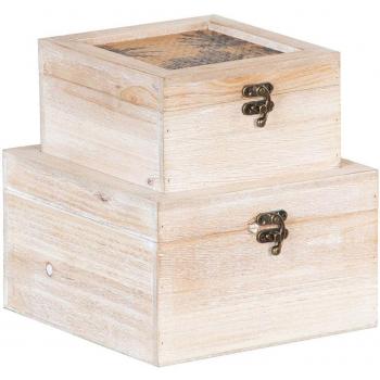 Caja Decorativa de Ratán 20 x 20 x 12 cm DMF Palmera (2 Unidades)