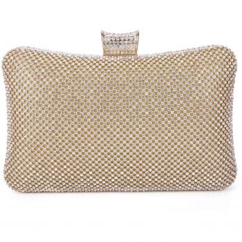 BAIGIO Bolso Fiesta Mujer Dorado, Clutch Bolso de Noche Boda Ceremonia Novia Cartera de Mano con Anillo Diamante