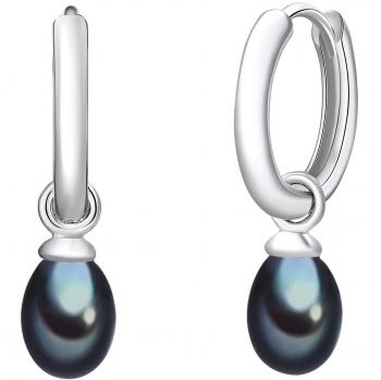 Pendientes de Aro de Plata Esterlina con Perlas de Agua Dulce 1 ct en Color Azul Pavo Real