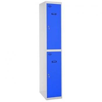 Taquilla Metálica Profesional SimonRack, 2 Puertas con Llave, Dimensiones 1800x400x500 mm, Color Gris/Azul