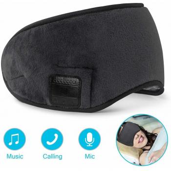 dodocool Antifaz para Dormir, Auriculares Música de Dormir Blue-Tooth,Máscara de Ojos con micrófono estéreo, extraíble y Lavable, Gris