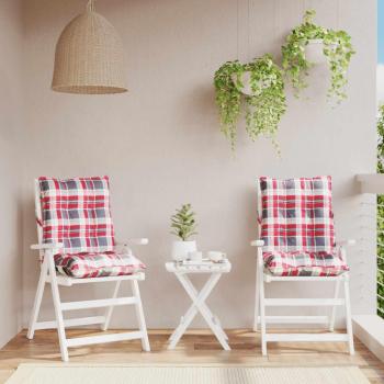 Silla Almohadas Espalda Baja 2 Piezas Pinturas Rojo Oxford Tela Cojines de Silla de Respaldo Bajo 2 Uds Tela de Cuadros Multicolor