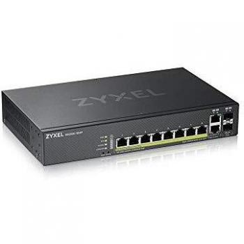 Zyxel Nebula Conmutador PoE+ gestionado de capa 2 Gigabit Ethernet de 8 puertos con margen de 180 vatios y 2 puertos combinados Gigabit y modo de Nube híbrida