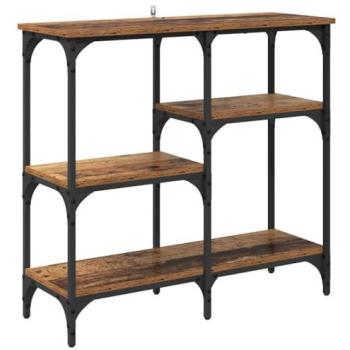 Mesa Consola con Estante Madera Envejecida 80 x 29 x 75 cm Madera Ingenierizada