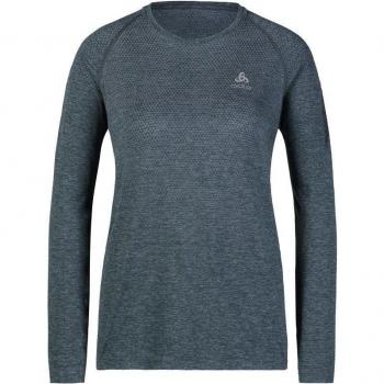 Camiseta de running Odlo Seamless Essential Crew Neck para mujeres - Gris oscuro, manga larga, talla XL