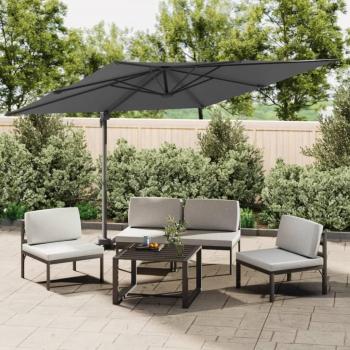 Sombrilla voladiza LED antracita 400x300 cm