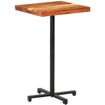 Mesa alta de bar cuadrada de madera de acacia maciza 60x60x110 cm