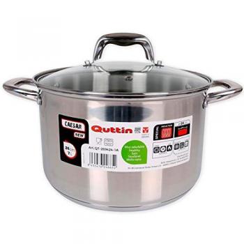 Olla de Acero Inoxidable 24cm con Tapa - Apta para Inducción y Todo Tipo de Cocinas - Colección New Caesar - Alta Durabilidad y Resistencia al Calor