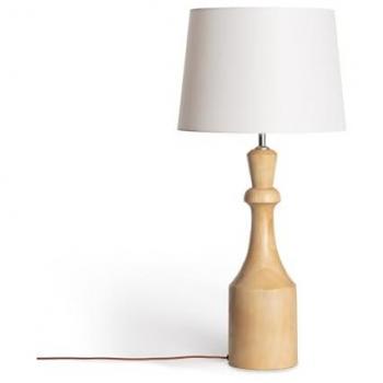 Lámpara de Mesa de Madera Marala ILUZZIA en Blanco Viejo para Decoración de Salón, Habitación y Dormitorio