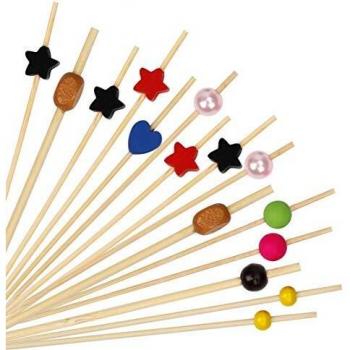 Palillos de Cóctel Multicolor Brochetas de Bambú Palillo de Frutas para Cóctel Cumpleaños Fiesta y Boda Tarta Tapas Aperitivo Canapes Pincho Fruta Decoración 100 Piezas