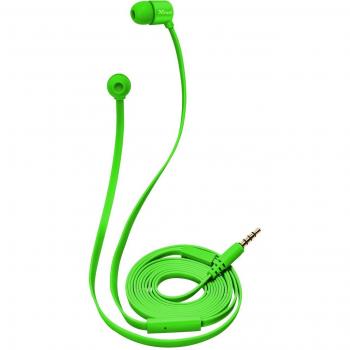 Auriculares In-Ear Trust Duga en Verde Neón con Micrófono Integrado, Cable Plano Anti-Enredos y Almohadillas de 3 Tamaños