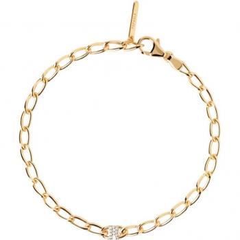 Pulsera de Plata con Baño de Oro y Circonitas Blancas con Letra R - Diseño Exclusivo PDPAOLA